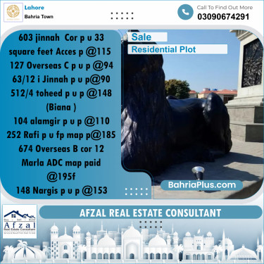 Residential Plot for Sale in Bahria Town, Lahore - (BP-211920)