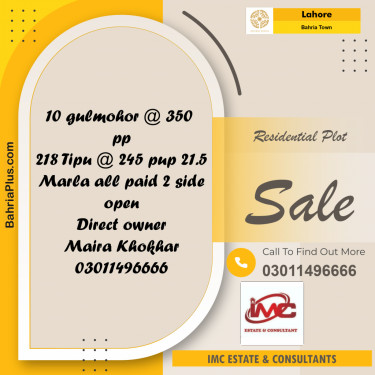 Residential Plot for Sale in Bahria Town, Lahore - (BP-211930)