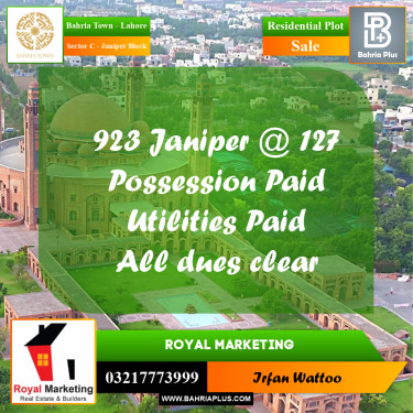 Residential Plot for Sale in Sector C - Janiper Block -  Bahria Town, Lahore - (BP-211941)