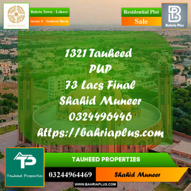 5 Marla Residential Plot for Sale in Sector F - Tauheed Block -  Bahria Town, Lahore - (BP-211943)