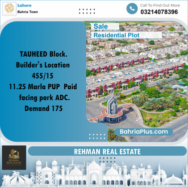 Residential Plot for Sale in Bahria Town, Lahore - (BP-211977)