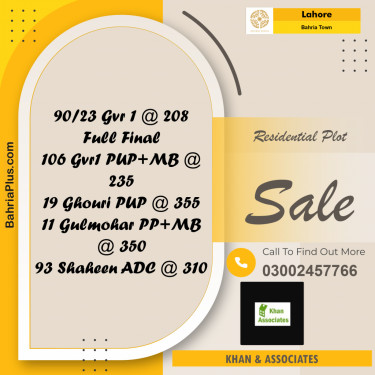 Residential Plot for Sale in Bahria Town, Lahore - (BP-212027)