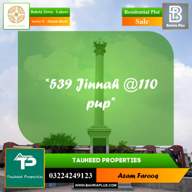 5 Marla Residential Plot for Sale in Sector E - Jinnah Block -  Bahria Town, Lahore - (BP-212062)