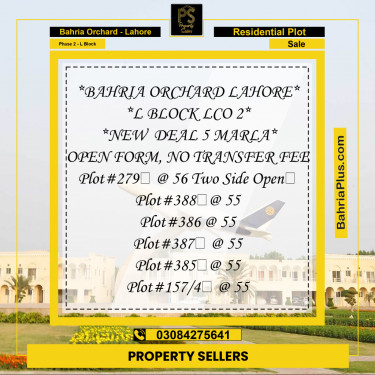 5 Marla Residential Plot for Sale in Phase 2 - L Block -  Bahria Orchard, Lahore - (BP-212076)