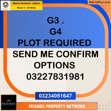 10 Marla Residential Plot for Sale in Phase 4 - G3 Block -  Bahria Orchard, Lahore - (BP-212105)