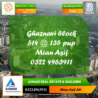 Residential Plot for Sale in Sector F - Ghaznavi Block -  Bahria Town, Lahore - (BP-212118)