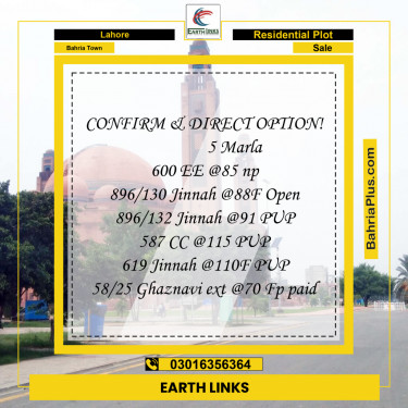 Residential Plot for Sale in Bahria Town, Lahore - (BP-212148)