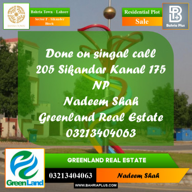 1 Kanal Residential Plot for Sale in Sector F - Sikander Block -  Bahria Town, Lahore - (BP-212163)