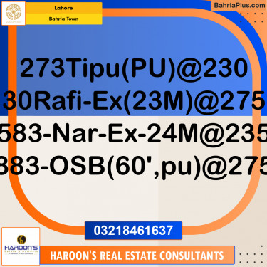 Residential Plot for Sale in Bahria Town, Lahore - (BP-212219)