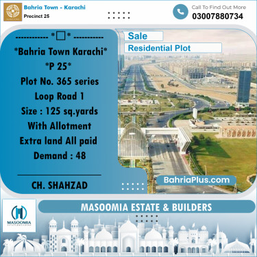 125 Sq. Yards Residential Plot for Sale in Precinct 25 -  Bahria Town, Karachi - (BP-212241)