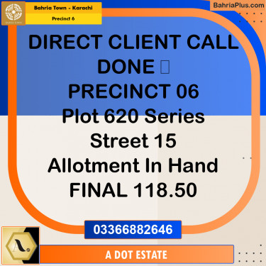 275 Sq. Yards Residential Plot for Sale in Precinct 6 -  Bahria Town, Karachi - (BP-212283)