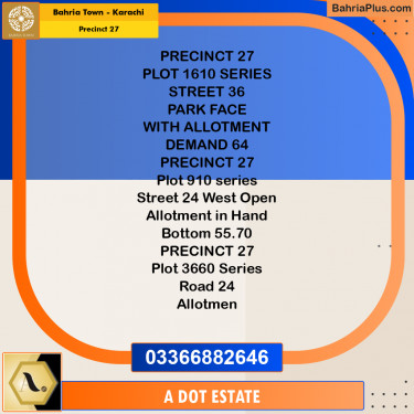 125 Sq. Yards Residential Plot for Sale in Precinct 27 -  Bahria Town, Karachi - (BP-212305)