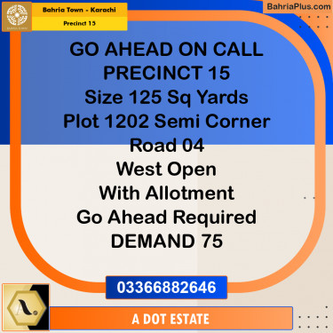 125 Sq. Yards Residential Plot for Sale in Precinct 15 -  Bahria Town, Karachi - (BP-212306)