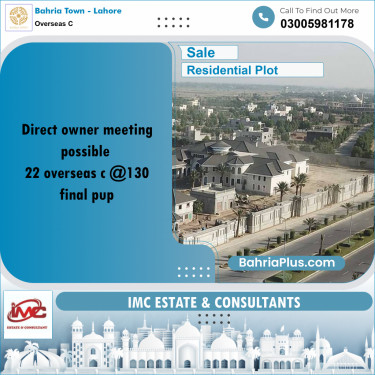 10 Marla Residential Plot for Sale in Overseas C -  Bahria Town, Lahore - (BP-212379)
