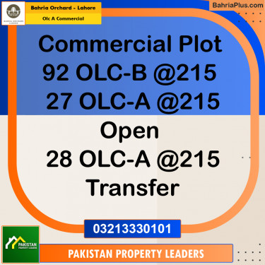 5 Marla Commercial Plot for Sale in OLC A Commercial -  Bahria Orchard, Lahore - (BP-212384)
