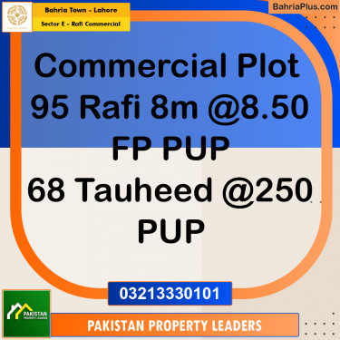 8 Marla Commercial Plot for Sale in Sector E - Rafi Commercial -  Bahria Town, Lahore - (BP-212385)