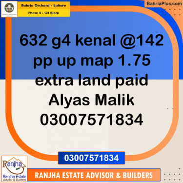1 Kanal Residential Plot for Sale in Phase 4 - G4 Block -  Bahria Orchard, Lahore - (BP-212399)