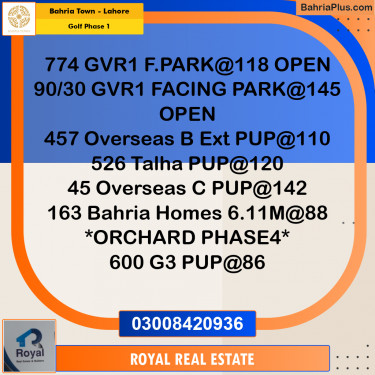 10 Marla Residential Plot for Sale in Golf Phase 1 -  Bahria Town, Lahore - (BP-212438)