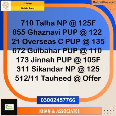 Residential Plot for Sale in Bahria Town, Lahore - (BP-212451)