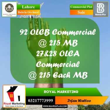 Commercial Plot for Sale in Bahria Orchard, Lahore - (BP-212480)