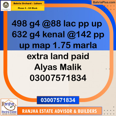 10 Marla Residential Plot for Sale in Phase 4 - G4 Block -  Bahria Orchard, Lahore - (BP-212561)