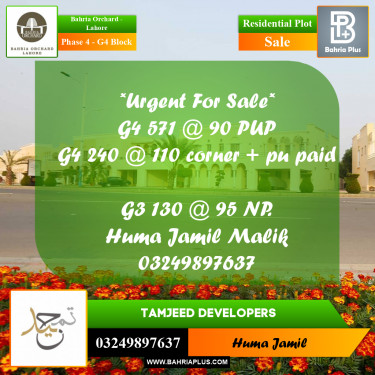 Residential Plot for Sale in Phase 4 - G4 Block -  Bahria Orchard, Lahore - (BP-212564)
