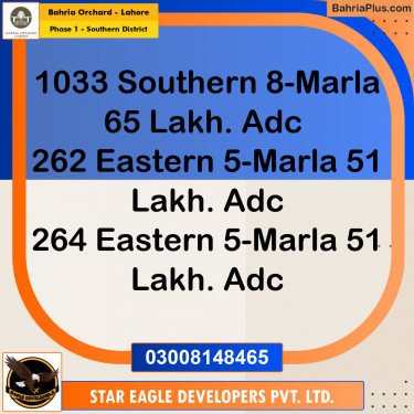 8 Marla Residential Plot for Sale in Phase 1 - Southern District -  Bahria Orchard, Lahore - (BP-212662)