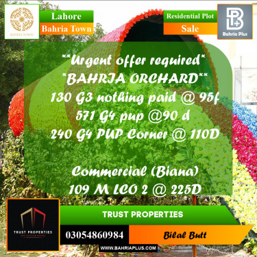 Residential Plot for Sale in Bahria Town, Lahore - (BP-212678)