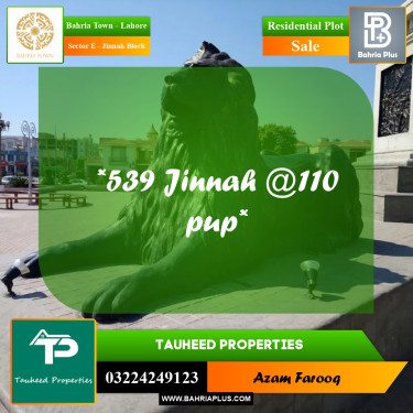 5 Marla Residential Plot for Sale in Sector E - Jinnah Block -  Bahria Town, Lahore - (BP-212714)