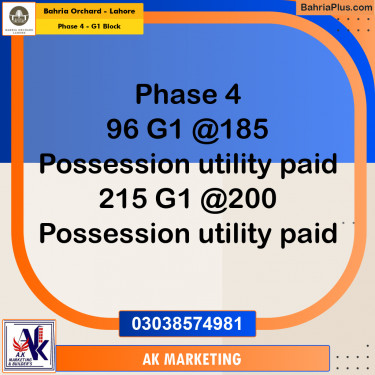 1 Kanal Residential Plot for Sale in Phase 4 - G1 Block -  Bahria Orchard, Lahore - (BP-212717)