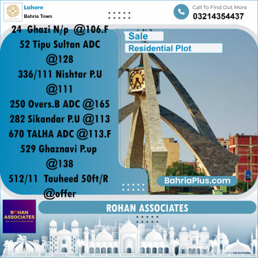 Residential Plot for Sale in Bahria Town, Lahore - (BP-212732)