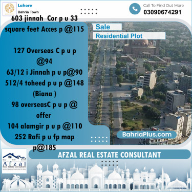 Residential Plot for Sale in Bahria Town, Lahore - (BP-212835)