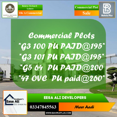 5 Marla Commercial Plot for Sale in OLC A Commercial -  Bahria Orchard, Lahore - (BP-212840)