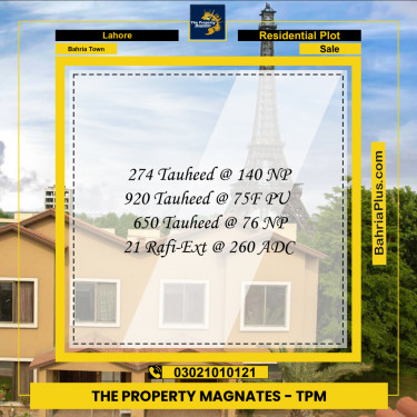 Residential Plot for Sale in Bahria Town, Lahore - (BP-212915)