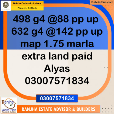 10 Marla Residential Plot for Sale in Phase 4 - G4 Block -  Bahria Orchard, Lahore - (BP-212924)