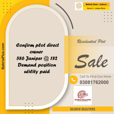 10 Marla Residential Plot for Sale in Sector C - Janiper Block -  Bahria Town, Lahore - (BP-212951)