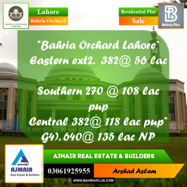 Residential Plot for Sale in Bahria Orchard, Lahore - (BP-212954)