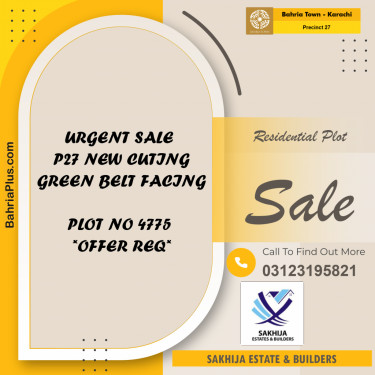 125 Sq. Yards Residential Plot for Sale in Precinct 27 -  Bahria Town, Karachi - (BP-212999)