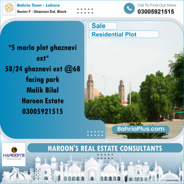 5 Marla Residential Plot for Sale in Sector F - Ghaznavi Ext. Block -  Bahria Town, Lahore - (BP-213008)