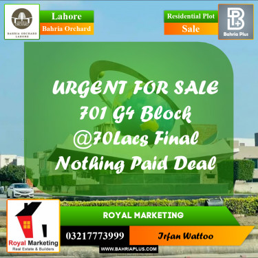 Residential Plot for Sale in Bahria Orchard, Lahore - (BP-213056)