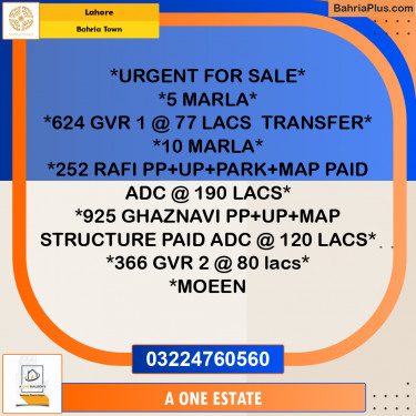 Residential Plot for Sale in Bahria Town, Lahore - (BP-213079)