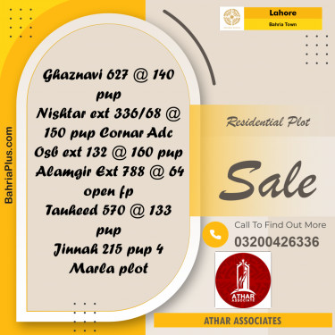 Residential Plot for Sale in Bahria Town, Lahore - (BP-213091)