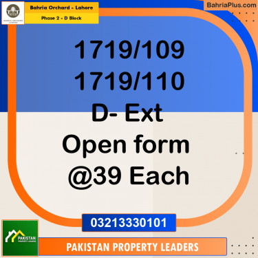 5 Marla Residential Plot for Sale in Phase 2 - D Block -  Bahria Orchard, Lahore - (BP-213096)