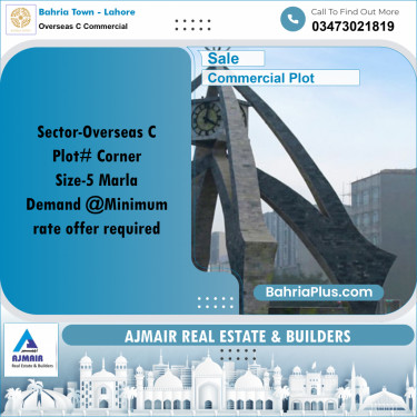Commercial Plot for Sale in Overseas C Commercial -  Bahria Town, Lahore - (BP-213152)