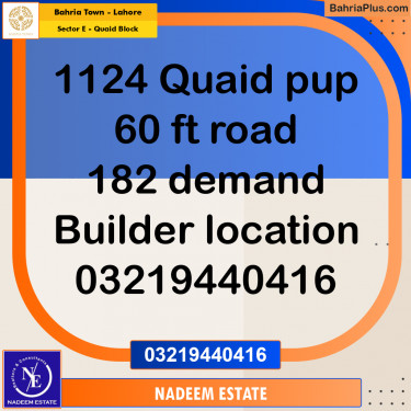 Residential Plot for Sale in Sector E - Quaid Block -  Bahria Town, Lahore - (BP-213192)