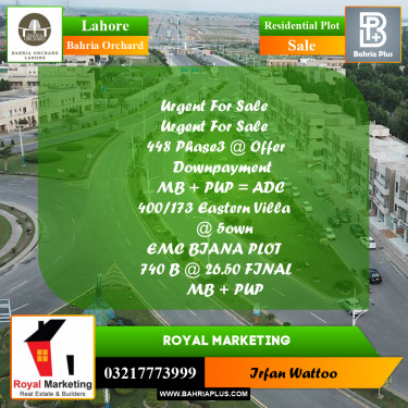 Residential Plot for Sale in Bahria Orchard, Lahore - (BP-213211)