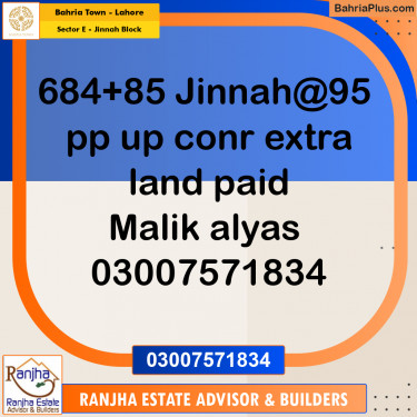 5 Marla Residential Plot for Sale in Sector E - Jinnah Block -  Bahria Town, Lahore - (BP-213225)