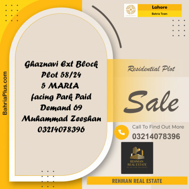 Residential Plot for Sale in Bahria Town, Lahore - (BP-213378)