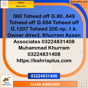 Residential Plot for Sale in Bahria Town, Lahore - (BP-213381)
