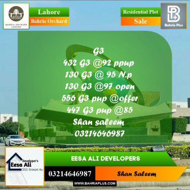 Residential Plot for Sale in Bahria Orchard, Lahore - (BP-213387)